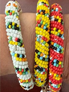 BajaliaHandcrafted Multicolor Beaded Rope Bracelet - Vibrant White, Yellow & Red